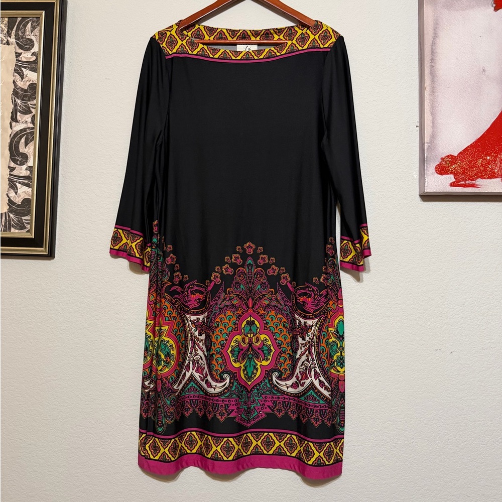 Ice Black Dress with Vibrant Patterns